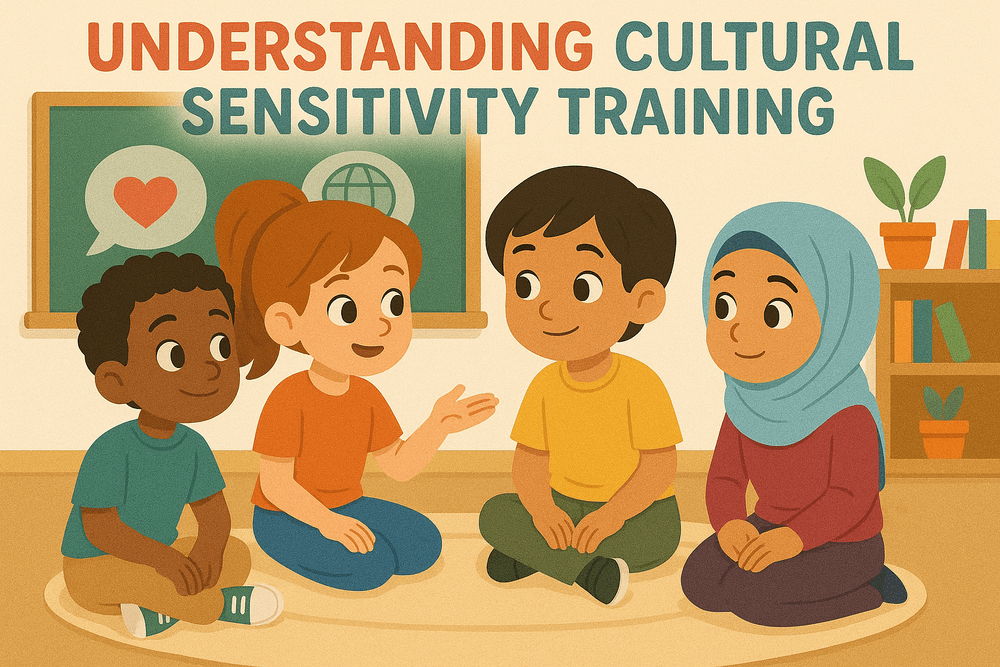 Illustrative image of diverse children listening to cultural sensitivity training.